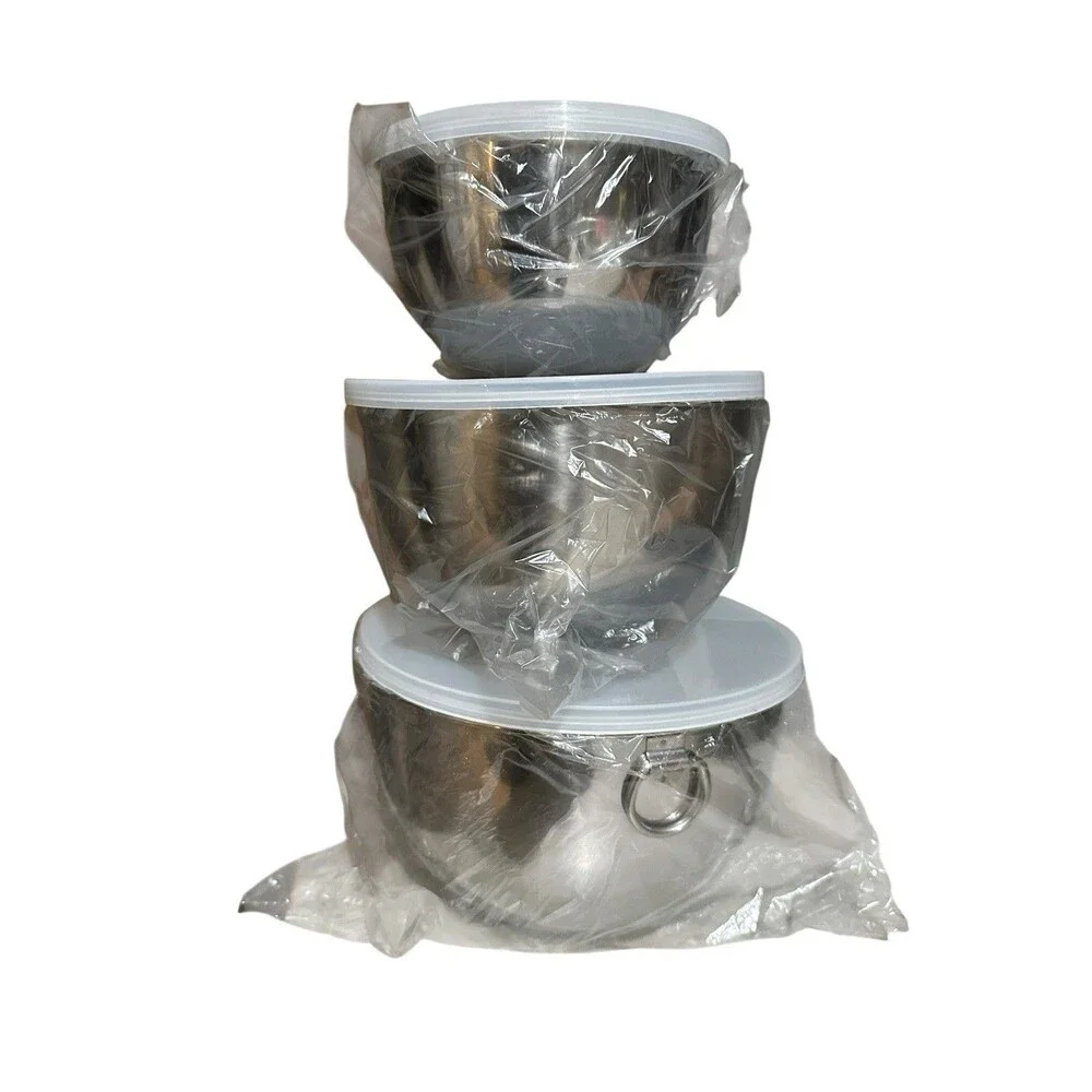 Vintage Revere Ware Stainless Steel Mixing Bowls w/ Lids 3-pc 1, 2,3 QT. New